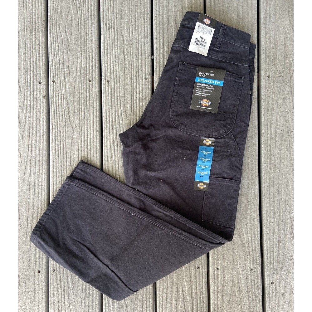 Dickies Carpenter Jeans 34x30 Relaxed Fit Straight Leg Black Work Pants NWT